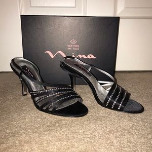 Black bedazzled heels